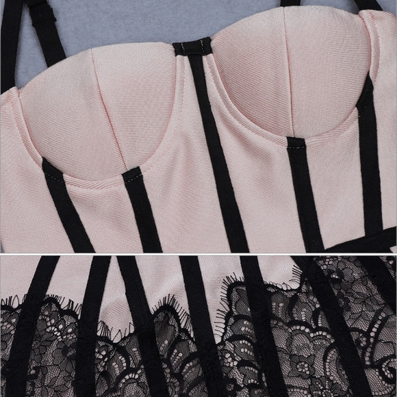 🎥 Bandage Style Lace Detail Nude Dress - Picture 11 of 17